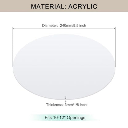 Lampshade Diffuser, 9.5" Diameter Round Diffuser Lamp Shade for Drum Style Lampshades Pendants Softening Light, DIY Light Fits 10-12" Openings, Frosted White Acrylic - size: 9.5"