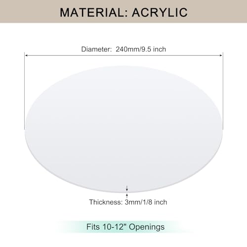 Lampshade Diffuser, 9.5" Diameter Round Diffuser Lamp Shade for Drum Style Lampshades Pendants Softening Light, DIY Light Fits 10-12" Openings, Frosted White Acrylic - size: 9.5"