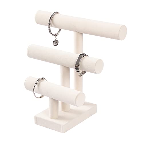 Pangkeep 3 Tier Bracelet Holder,Bracelet Displays for Selling,Jewelry Display Stand for Bangles Necklaces Hair ties Scrunchies Watches (Beige) - color: Beige