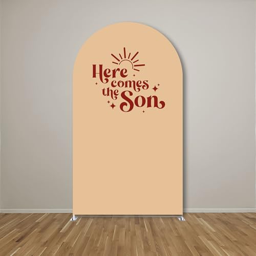 Arch Backdrop Cover Here Comes The Son Baby Shower Double-Sided Arch Spandex Cover Sun Sunrise Rainbows Birthday Party Fiesta Decorations Supplies (3.3X6.5ft,G-3833) - color: G-3833, size: 3.3X6.5ft