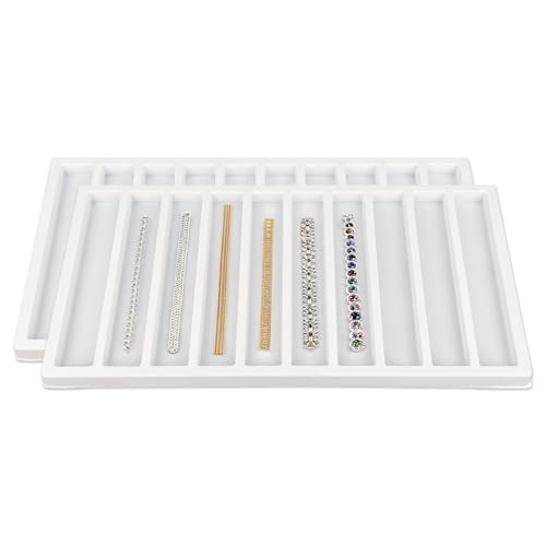 TheDisplayGuys For Your Modern Living 2-Pack 10-Compartments Vertical Flocked Velvet Jewelry Display Inserts - Tray/Case Liners - Bracelet Necklace Storage, (White) by The Display Guys - color: White, size: Compartments - 10