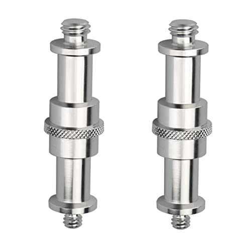 Standard Metal Male Convertor Threaded Screw Adapter Spigot Stud for Studio Light Stand, Hotshoe/Coldshoe Adapter, Ball Head, Wireless Flash Receiver, Trigger (2-Pack 1/4 to 3/8 Inch Screw) - style: 2-Pack 1/4 to 3/8 Inch Screw