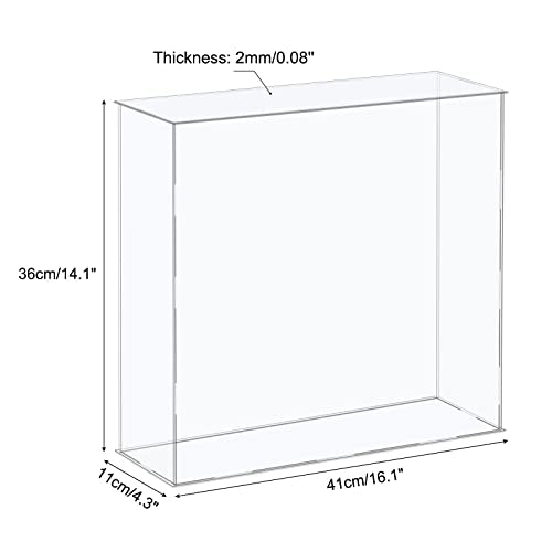 MECCANIXITY Acrylic Display Case Plastic Box Cube Storage Box Clear Assemble Showcase 16.1x4.3x14.1 Inch for Collectibles - size: 16.1x4.3x14.1 Inch