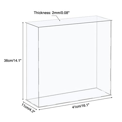MECCANIXITY Acrylic Display Case Plastic Box Cube Storage Box Clear Assemble Showcase 16.1x4.3x14.1 Inch for Collectibles - size: 16.1x4.3x14.1 Inch