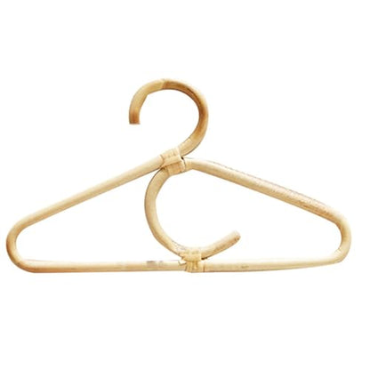 Natural Rattan Clothes Hanger with Double Hooks, Wooden Room Clothing Display Rack and Clothes Drying and Photo Props, Neutral Color