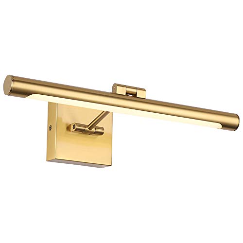 LED Picture Light Fixtures 16.54 Inches, Modern Metal Artwork Wall Lamps with Single Swing Arm, 7W (50W Eqv.), Hardwired Connection, Non-Dimmable, 3000K Warm White, CRI80+, Golden-Like Brass Finish - color: Brass, size: Non-Dimmable 16.53" Long