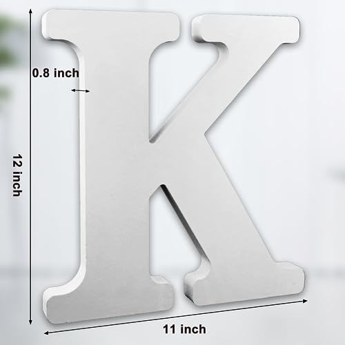 AOCEAN 12 Inch White Big Wood Letters Unfinished Wooden Letters for Wall Decor Decorative Standing Letters Slices Sign Board Decoration for Craft Home Party Projects (K) - color: K