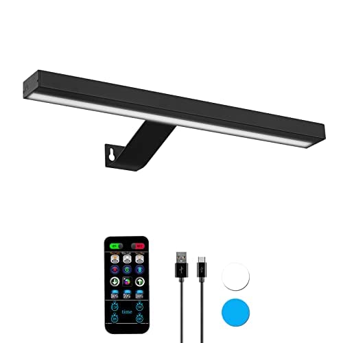 MIOBLUE Wireless Picture Lights with Remote, Full Metal Rechargeable Painting Light, 16" Display Lamp with 16 Color Changing,Dimmable Dartboard Light with Timer for Frame Portrait Art, Black - color: -Multi-colored, size: 16inch