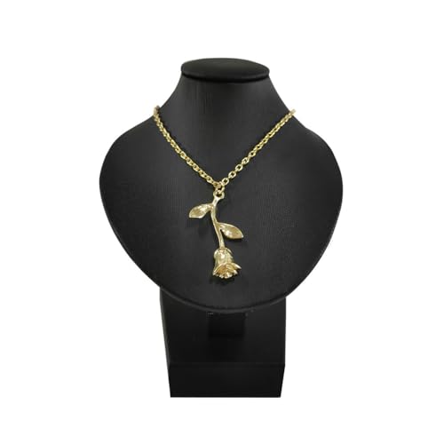 Mini Pendant Jewelry Display Stand Bust White PU Holder Black Velvet Mannequin Necklace Stand Wooden Portrait Model 11cm (Black PU) - color: Black PU
