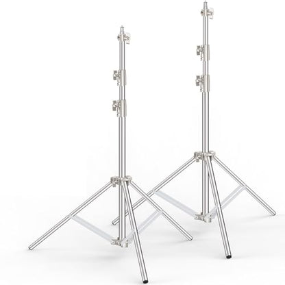 Anautin 9.2 FT Stainless Steel Light Stand Photography, 2 Pack Heavy Duty Photography Tripod Stand with 1/4” to 3/8” Screw Adapter for Strobe,LED Video Light,Ring Light, Monolight, Softbox