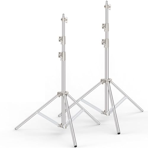 Anautin 9.2 FT Stainless Steel Light Stand Photography, 2 Pack Heavy Duty Photography Tripod Stand with 1/4” to 3/8” Screw Adapter for Strobe,LED Video Light,Ring Light, Monolight, Softbox