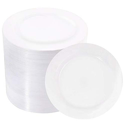 bUCLA 100Pieces White Plastic Plates - 6.25inch Disposable Plastic Appetizer/Small Cake/Salad/Dessert Plates Premium Hard, Ideal for Weddings& Parties - color: 6.25Inch-100pcs-White