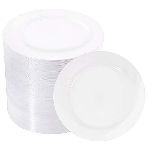 bUCLA 100Pieces White Plastic Plates - 6.25inch Disposable Plastic Appetizer/Small Cake/Salad/Dessert Plates Premium Hard, Ideal for Weddings& Parties - color: 6.25Inch-100pcs-White