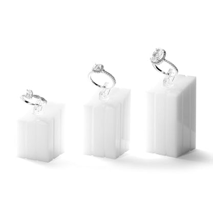 3 Piece Acrylic Ring Display Stand Ring Holder Jewelry Display Holders Showcase (White) - color: White