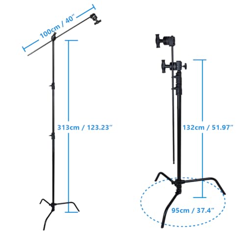 Kupo 40" C-Stand Sliding Leg Kit with Quick-Release System Professional Grip Stand Including 2.5" Grip Head and 40" Grip Arm for Photography, Video Lighting & Rigging Applications - Black (KS707711) - color: Black, size: 40in Sliding Leg Kit with Quick Re