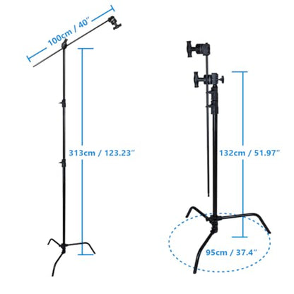 Kupo 40" C-Stand Sliding Leg Kit with Quick-Release System Professional Grip Stand Including 2.5" Grip Head and 40" Grip Arm for Photography, Video Lighting & Rigging Applications - Black (KS707711) - color: Black, size: 40in Sliding Leg Kit with Quick Re