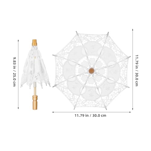 SOIMISS Wedding Lace Parasol Umbrella Vintage Embroidery Cotton Cloth Easy Open Close Handle Bridal Photo Props Lady Costume Accessory