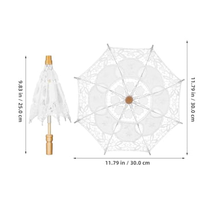 SOIMISS Wedding Lace Parasol Umbrella Vintage Embroidery Cotton Cloth Easy Open Close Handle Bridal Photo Props Lady Costume Accessory