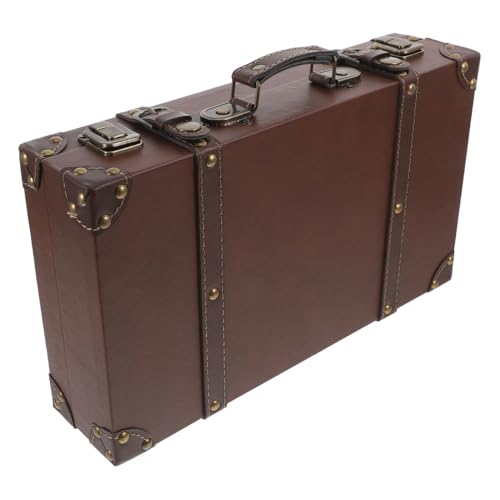 ULTECHNOVO Classic British Style Suitcase Vintage Trunk Storage Photo Leather Finish Multi-purpose Organizer