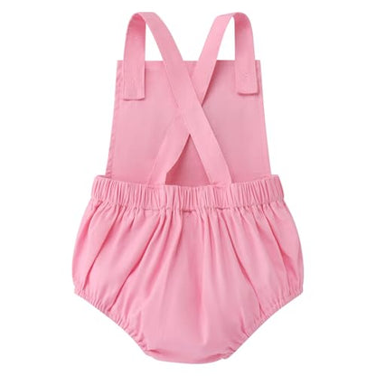 IMEKIS Baby Girls Boys Boho 1st Birthday Outfit Backless Overalls Romper for Cake Smash Photo Shoot - color: Pink Dount One, size: 12-18 Months