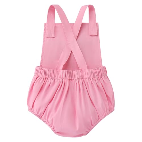 IMEKIS Baby Girls Boys Boho 1st Birthday Outfit Backless Overalls Romper for Cake Smash Photo Shoot - color: Pink Dount One, size: 12-18 Months