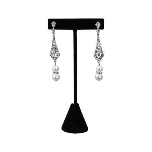 Ikee Design 6 Pcs Set Premium T- Shape Style Earring Display Stand, Earring Stand Jewelry Display for Showroom, Tradeshow, and Showcase, 2 1/2 W x 5 1/2 H in, Black Velvet - color: Black Velvet, 5.5" High