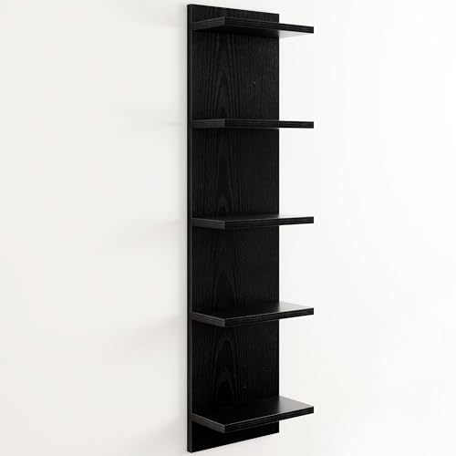 Fun Memories 5-Tier Wall Shelf Unit, 48" Tall Floating Storage Organizer for Bedroom, Living Room, and Home Decor, Black Vertical Shelving Unit - color: Black, size: 5 Tier - Large - 1P | 48"Height