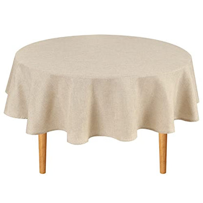 Hiasan Round Linen Tablecloth 30 Inch - Wrinkle and Stain Resistant Washable Polyester Fabric Table Cloth for Dining Room Kitchen Party, Beige - color: Beige, size: 30" (Round)