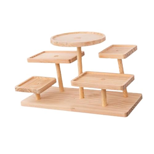 Display Riser Stand Countertop Multi Tier Solid Wood Perfume Holder Cake Stand Storage Rack for Doll Craft Figurine, 5 Layer - color: 5 Layer