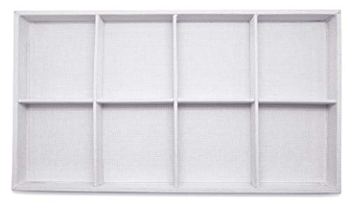 The Display Guys - Stackable Jewelry Tray and Organizer - for Drawers, Dressers, Store Display (8 Compartments, White Burlap) - color: Burlap White, size: 8 Compartments