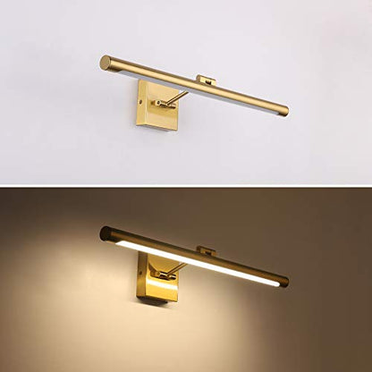 LED Picture Light Fixtures 24.4 Inches, Full Metal Artwork Wall Lamp with Single Swing Arm, 14W (70W Eqv.), Hardwired Connection, Non-Dimmable, 3000K Warm White, CRI80+, Golden-Like Brass Finish - color: Brass, size: Non-Dimmable 24.4" Long
