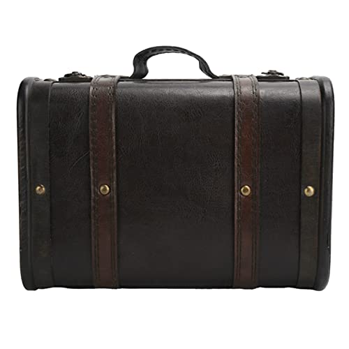 Vintage Storage Trunk Wooden Decorative Suitcase Wood Retro Storage Box Photography Props Suitcase Wooden Storage Trunk for Home Studio Decorations