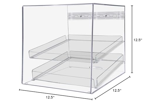Marketing Holders Bagel and Pastry Display Case Clear Acrylic Cabinet 2 Tray Dispenser for Hotel Breakfast Bars Self Serve Food Counter Buffet or Bakery - size: Pastry Cabinet 2 Trays