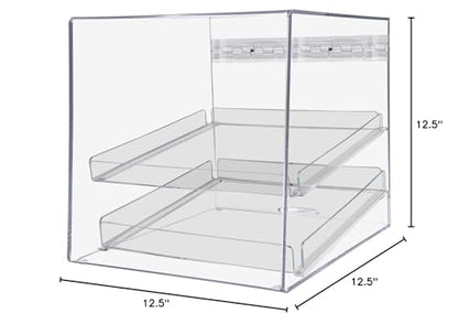 Marketing Holders Bagel and Pastry Display Case Clear Acrylic Cabinet 2 Tray Dispenser for Hotel Breakfast Bars Self Serve Food Counter Buffet or Bakery - size: Pastry Cabinet 2 Trays