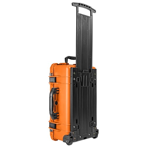 Eylar 22" Carry-On Travel Roller Gear, Camera, Drones, Tools, Equipment Hard Case Waterproof with Foam (Orange) - color: Orange