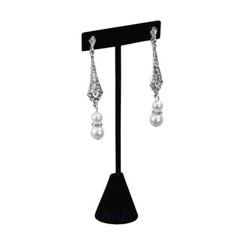 Ikee Design 6 Pcs Set Premium T- Shape Style Earring Display Stand, Earring Stand Jewelry Display for Showroom, Tradeshow, and Showcase, 2 1/2 W x 5 1/2 H in, Black Velvet - color: Black Velvet, 5.5" High