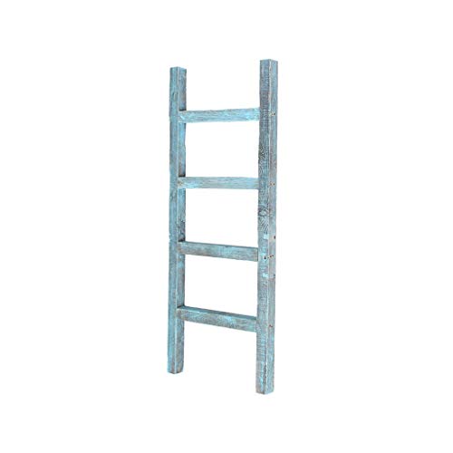 BARNWOODUSA Rustic Farmhouse Decorative Ladder - Our 47 inch Ladder can be Mounted Horizontally or Vertically and is Crafted from Reused Wood No Assembly Required Robins Egg Blue - color: Robins Egg Blue, size: 47"H x 15"W x 1.63"D