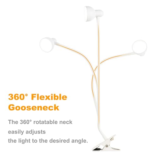 LiFMIRA Clip on Lamp USB Reading Light, 3 Color Modes, 10 Brightness Dimmable, Flexible Gooseneck Desk Lamp with Clamp, Eye Care Clip on Light for Bed Desk Headboard Home Dorm White - color: White