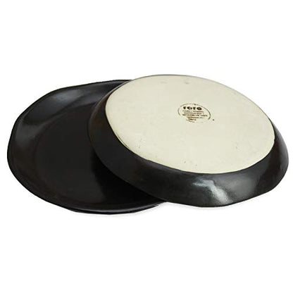 RoRo 7" Hand Made Ceramic Appetizer Plates – Matte Black Stoneware, Set of 2 Modern Minimalist Design, Perfect for Tapas, Sushi, Bruschetta, Microwave, Oven & Dishwasher Safe - size: 7 inches