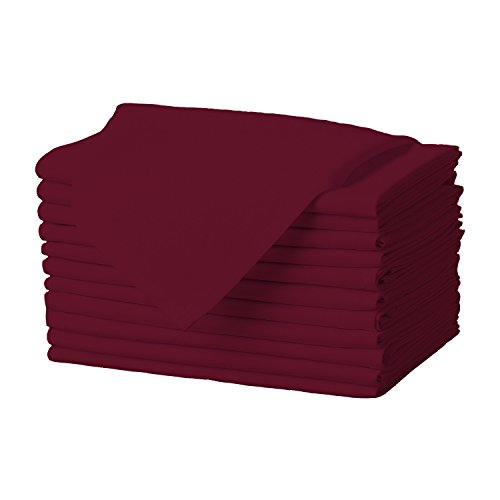 Gee Di Moda Cloth Napkins - 17 x 17 Inch Burgundy Dinner Napkins - Set of 12 Soft & Absorbent Washable Fabric Cloth Table Napkins with Hemmed Edges for Hotel Restaurant, Holiday Parties & Wedding - color: Burgundy