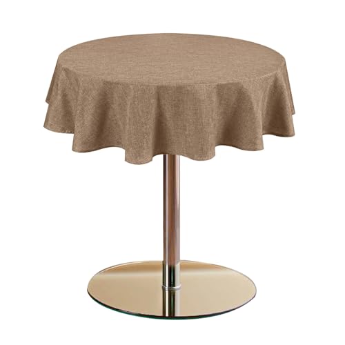 Hiasan Faux Linen Round Tablecloth 30 Inch - Wrinkle and Stain Resistant Decorative Washable Polyester Fabric Table Cloth for Dining Room Kitchen Party, Khaki - color: Khaki, size: 30" (Round)