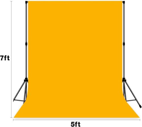 Photo Backdrop Yellow Screen Background Fabric Professional Photography Solution 5x7ft Seamless Design Eliminate Wrinkles Short Video Food Photography Summer Theme Event - color: Yellow, size: 5x7ft