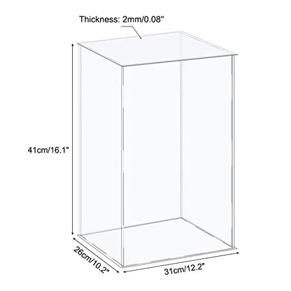 MECCANIXITY Acrylic Display Case Plastic Box Cube Storage Box Clear Assemble Showcase 12.2x10.2x16.1 Inch for Collectibles - size: 12.2x10.2x16.1 Inch