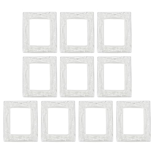 uxcell 10pcs Vintage Resin Picture Frames, Mini Tiny Photo Frame Rectangle Jewelry Display Prop for DIY Table Top Photography Wedding Decor, White, 1.5 x 1.2 - color: White, size: 1.5 X 1.2 Inch