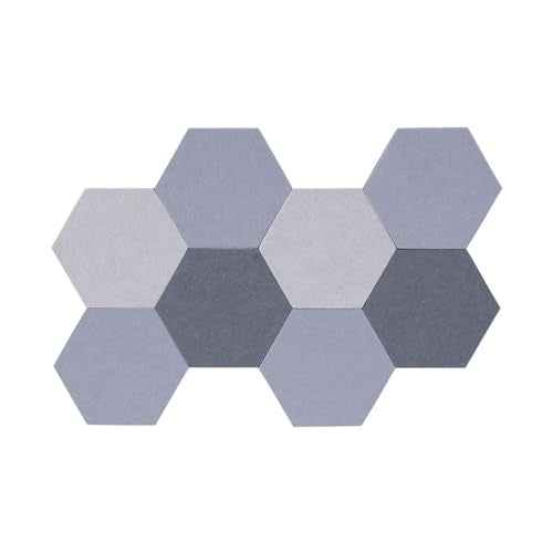 LAJAR 8 Pcs Hexagon Felt Bulletin Board Tiles, Self Adhesive Felt Pin Board Wall Tiles for Photos, Pictures, Memos (Light Gray) - color: Light Gray