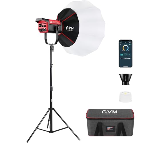 GVM 200W LED Video Light with Lantern Softbox, SD200B Continuous Lighting Kit with Bluetooth Mesh Network/DMX Control, 2700K-6800K Studio Light Photography Lighting Kit, 45400lux/1m, 12 Scene Effects - size: Sd200b-set2