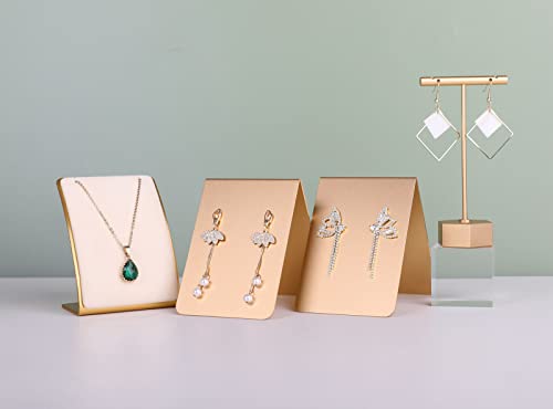 Beige Necklace display stand, Velvet Jewelry necklace display holder for selling, small metal earring neck storage organizer, online jewelry photography props【Beige】 - color: Cream