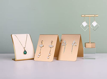 Beige Necklace display stand, Velvet Jewelry necklace display holder for selling, small metal earring neck storage organizer, online jewelry photography props【Beige】 - color: Cream