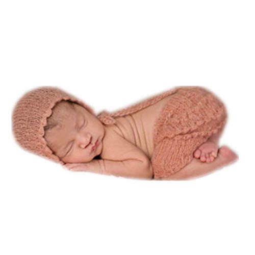 Fashion Cute Newborn Boy Girls Baby Costume Outfits Photography Props Hat Pants - color: Light Pink