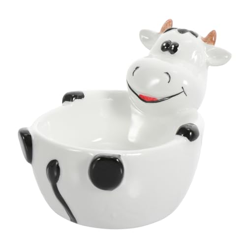 Creative Ceramic Cartoon Animal Bowl for Multi-purpose Soup and Snack Container Cute Cow Shape Tableware for Boys and Food-grade Material and Photo Prop